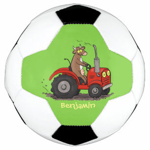 Bola De Futebol Uma vaca feliz e bonita dirigindo um desenho de tr