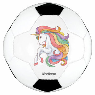 Bola De Futebol Unicórnio Colorido de Nome Personalizado