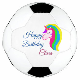 Bola De Futebol Unicórnio rosa colorido feliz aniversário adiciona