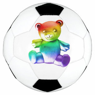 Bola De Futebol Urso arco-íris com metal escovado do SlipperyJoe