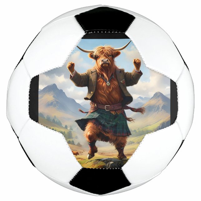 Bola De Futebol Vaca Highland Dançando A Mosca Highland, (Frente)