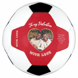 Bola De Futebol Valentine's Day Red Personalized Heart Photo