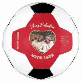 Bola De Futebol Valentine's Day Red Personalized Heart Photo
