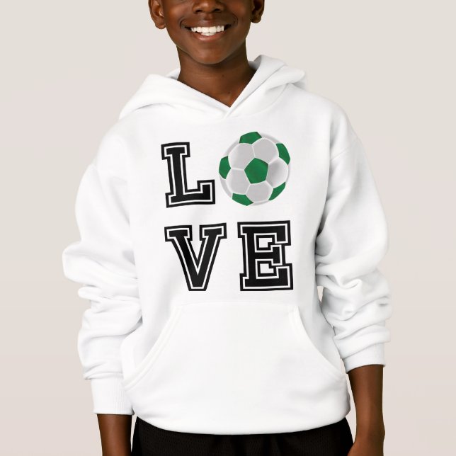 Bola de Futebol Verde - Letras Negras Hoodie (Frente)