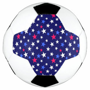Bola De Futebol Vermelho Ousado, Azul Patriótico e Estrelas Branca