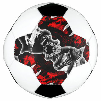 Bola De Futebol Vermelho Preto e Branco