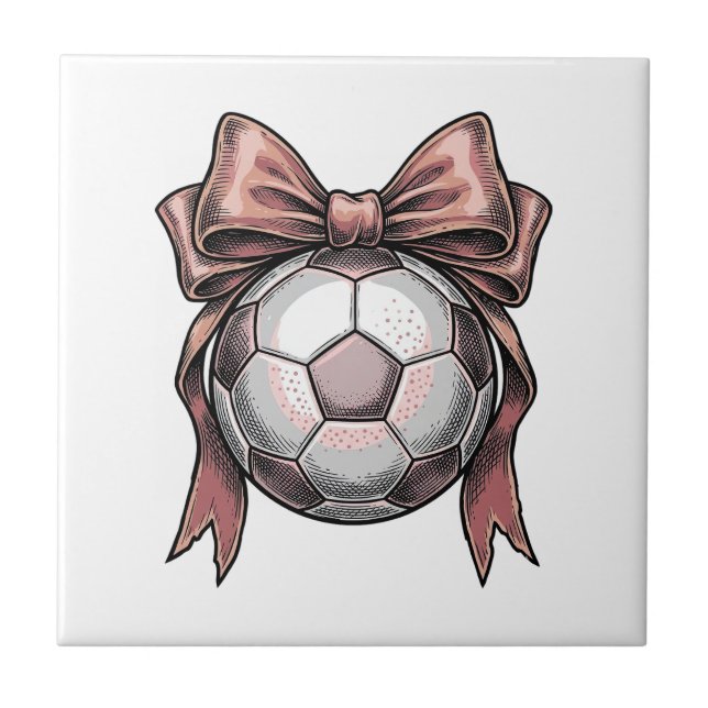 Bola de Futebol Vintage com Laço Rosa (Frente)
