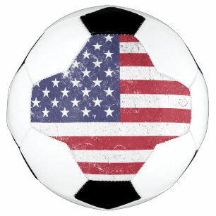 Bola De Futebol Vintage USA Flag Patriótico Americano Red White Bl
