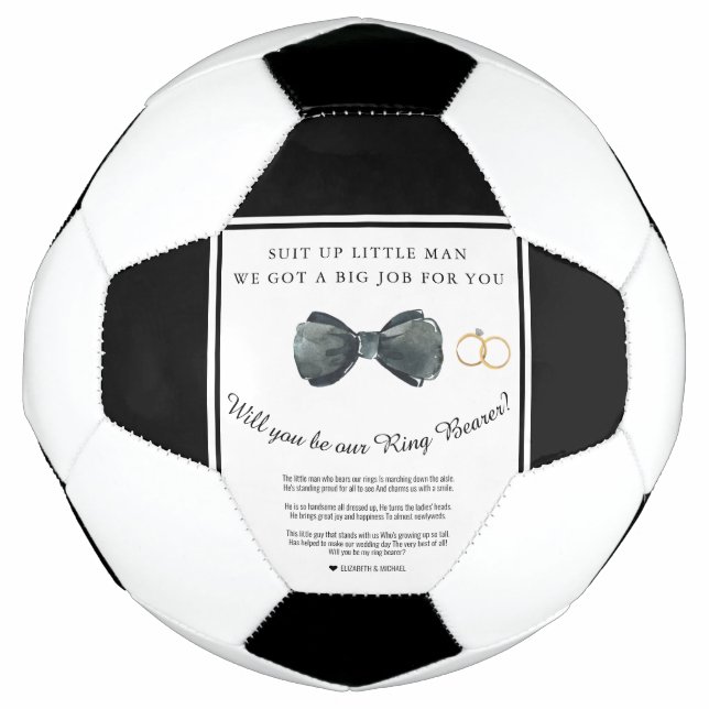 Bola De Futebol Você será minha Proposta de Portador de Aliança  (Frente)