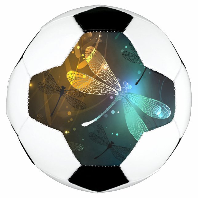 Bola De Futebol Voo luminoso verde de libélula (Frente)