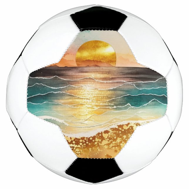 Bola De Futebol Watercolor Beach Series Design 3 (Frente)