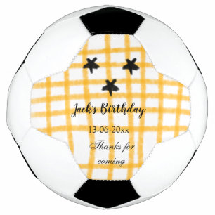 Bola De Futebol xadrez amarelo e preto adicionar data de aniversár