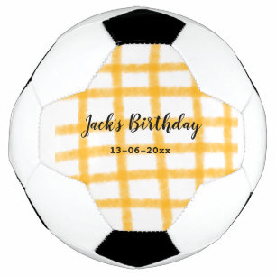 Bola De Futebol xadrez amarelo e preto adicionar nome data anivers