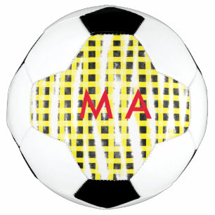 Bola De Futebol Yellow Black checkboard add name monograma name le