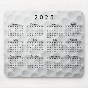 Bola de Golf Design 2025 Calendar Mousepad