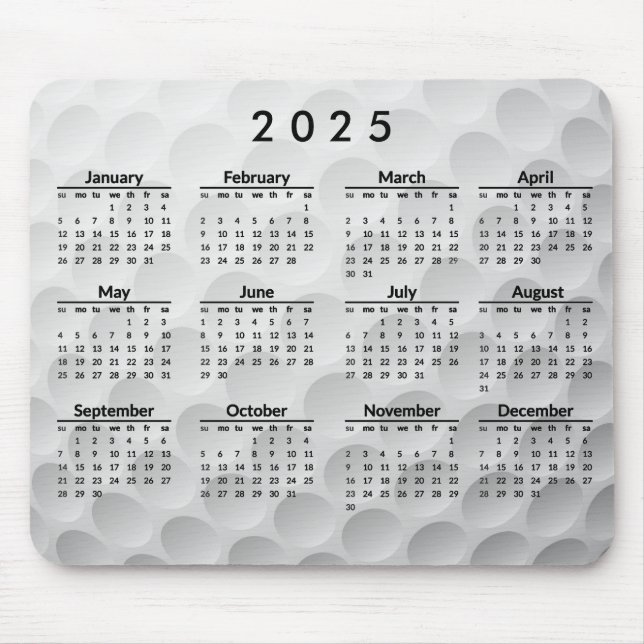 Bola de Golf Design 2025 Calendar Mousepad (Frente)