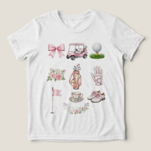 bola de golfe, coquete rosa, golfe aquarela