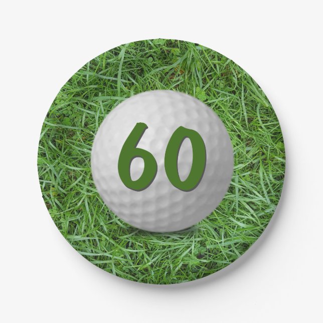 Bola de Golfe de 60.º aniversário em prato de pape (Frente)