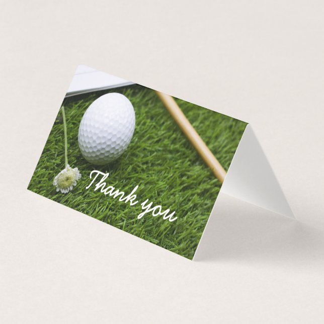 Bola de golfe e flor Obrigado, dobra de cartão (Frente)