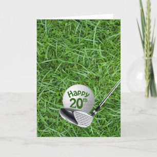 Bola De Golfe No Cartão De Aniversário De 20 De 