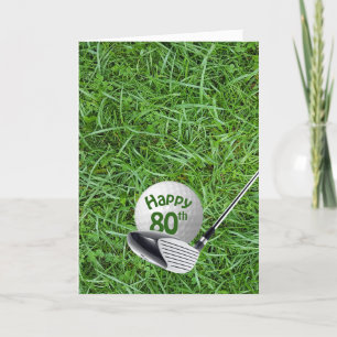 Bola De Golfe No Cartão De Aniversário De 80 De 