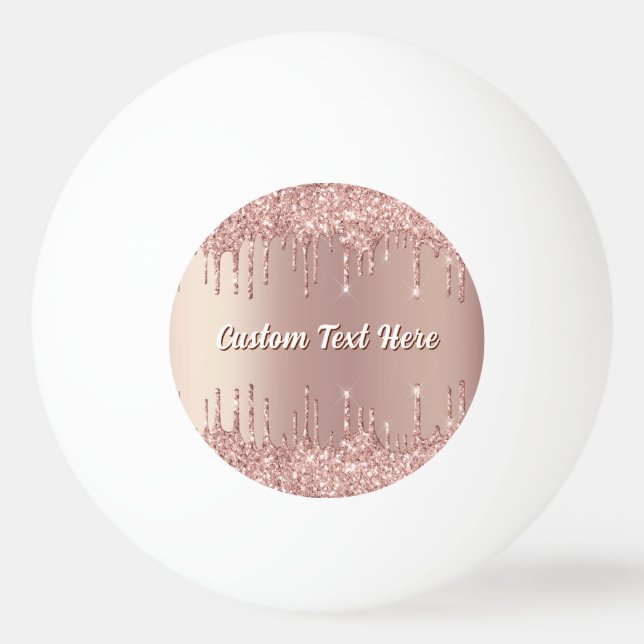 Bola de Ping Pong Brilho Dourado Rosa com Nome Tex (Frente)