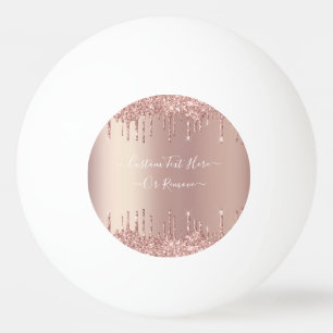Bola de Ping Pong Brilho Dourado Rosa com Texto Pe