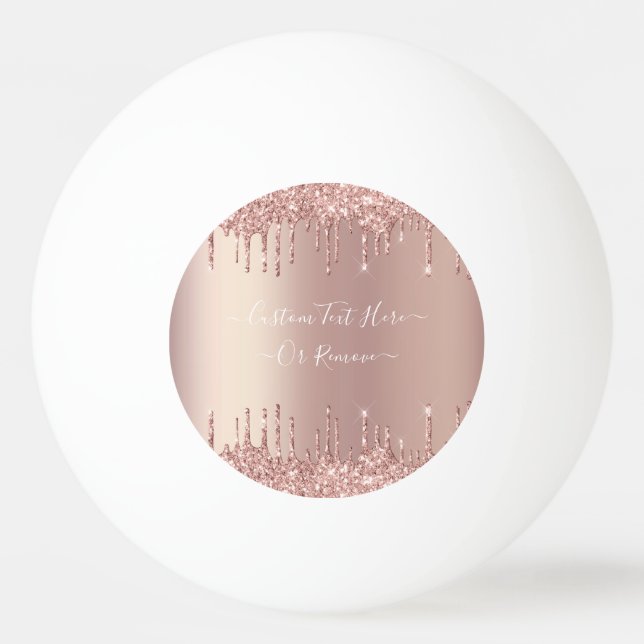 Bola de Ping Pong Brilho Dourado Rosa com Texto Pe (Frente)