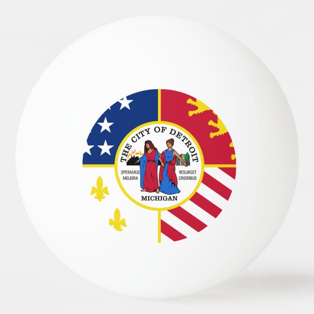 Bola de Ping Pong com a bandeira de Detroit, Michi (Frente)