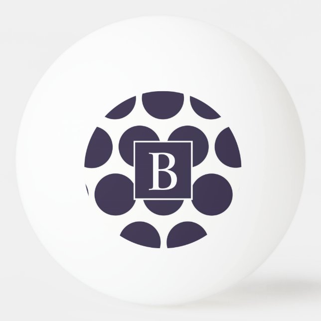 Bola de Ping Pong com Pontos Navy Monograma (Frente)