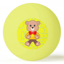 Bola de Pong de Ping Amarelo do Urso de Bowtie Cut
