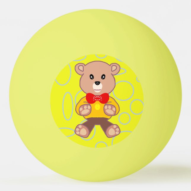 Bola de Pong de Ping Amarelo do Urso de Bowtie Cut (Frente)