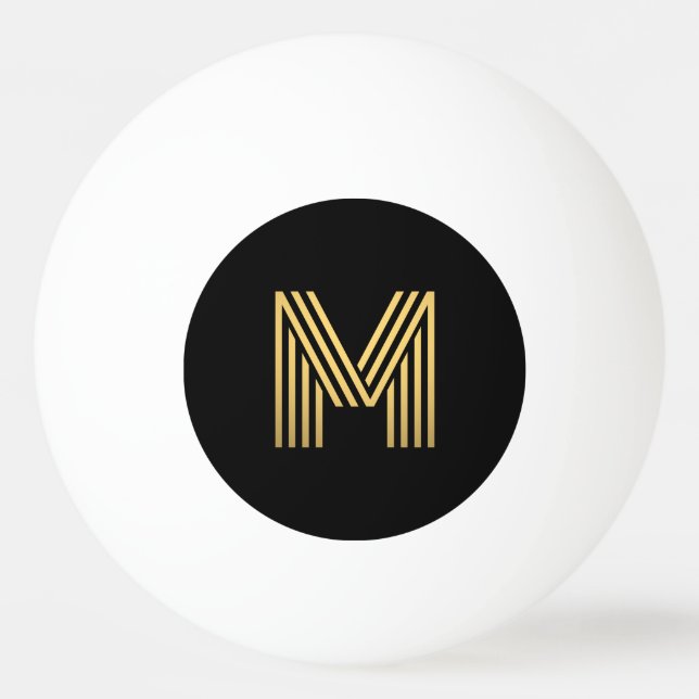 Bola de Pong do Monograma Dourado Moderno (Frente)