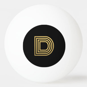 Bola de Pong do Monograma Dourado Moderno