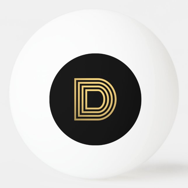 Bola de Pong do Monograma Dourado Moderno (Frente)