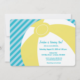 Bola de Praia Amarela com Convite de Faixa Aquátic