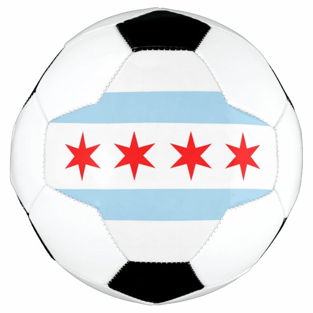 Bola Patriótica de Futebol com Bandeira de Chicago (Frente)