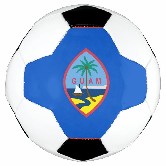 Bola Patriótica de Futebol com Bandeira de Guam, E (Frente)