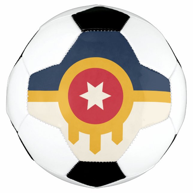 Bola Patriótica de Futebol com Bandeira de Tulsa,  (Frente)