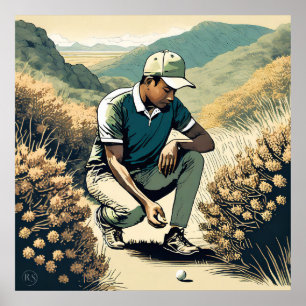 Bola perdida - Impressão de arte de golfe