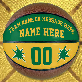 Bola personalizada de basquete, verde e Dourada