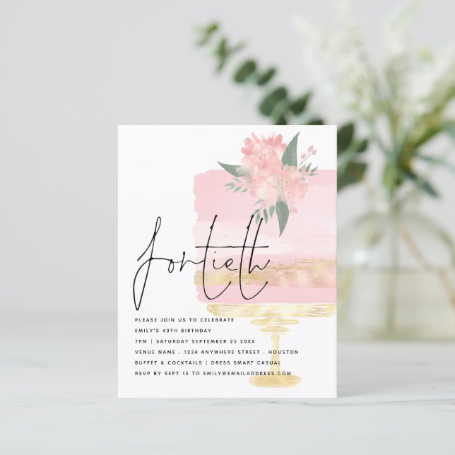 Bolas de aniversário Douradas, cor-de-rosa, cor-de (Em pé/Frente)