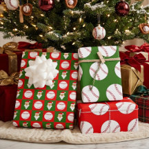 Bolas de beisebol e Papai Noel Vermelho e Verde Na