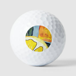 Bolas de Golfe de Fatia de Limão em Aquarela — Edi