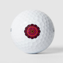 Bolas de Golfe de Mandala - Rosa, Vermelho, Roxo e
