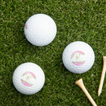 Bolas de Golfe Douradas e Rosa Modernos Personaliz