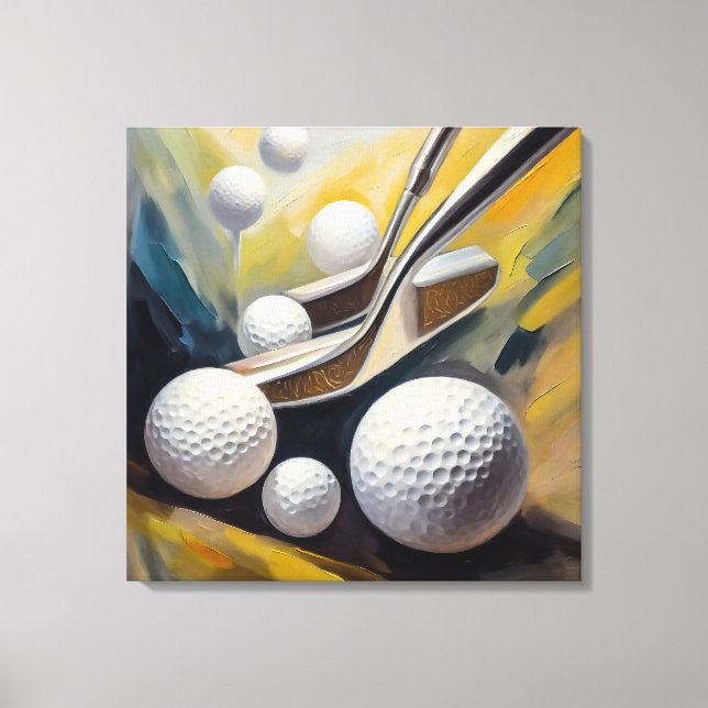 Bolas De Golfe E Pintura De Putter - Impressão De  (Frente)