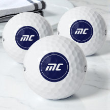 Bolas de Golfe Nome Moderno Monograma Azul Minimal