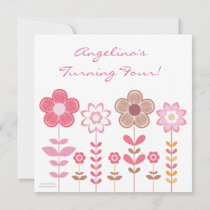 Bolas Rosa, Flores de Rosa, Convite de Aniversário