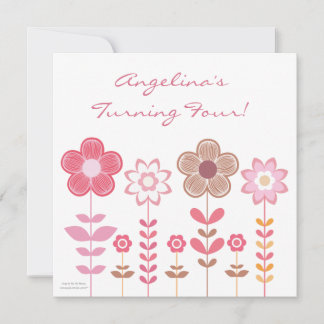 Bolas Rosa, Flores de Rosa, Convite de Aniversário